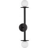 Morgan opal&amp;black designer wall lamp with 2 glass spheres