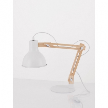 Lampy na biurko. Lampa biurkowa drewniana Form biały/drewno